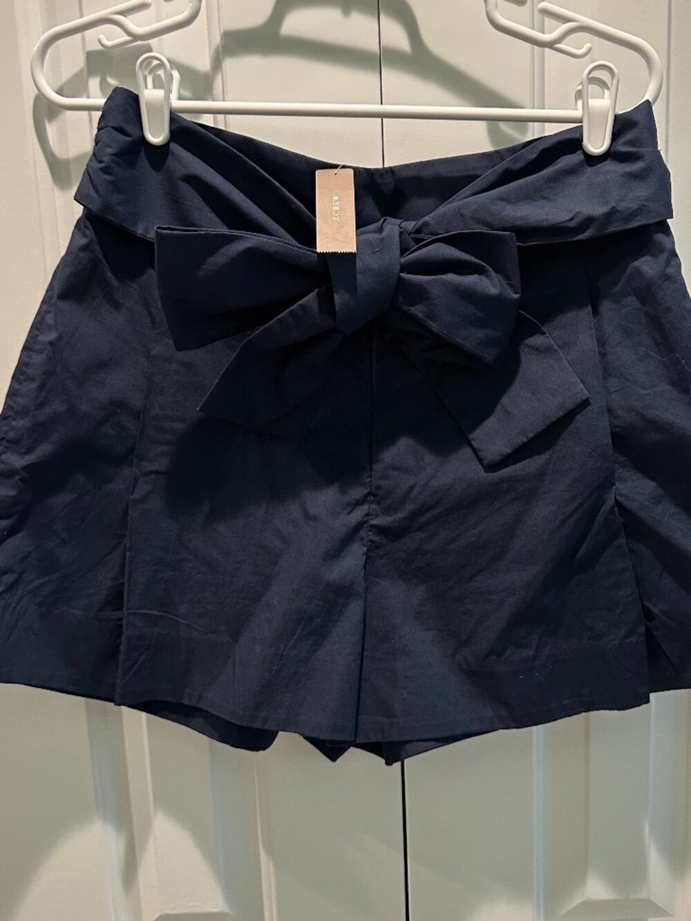 NEW NWT J.Crew Tie-Waist Short in Cotton Poplin Navy Blue Size 10